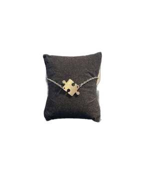 Silver Tone Puzzle Piece Charm Bracelet